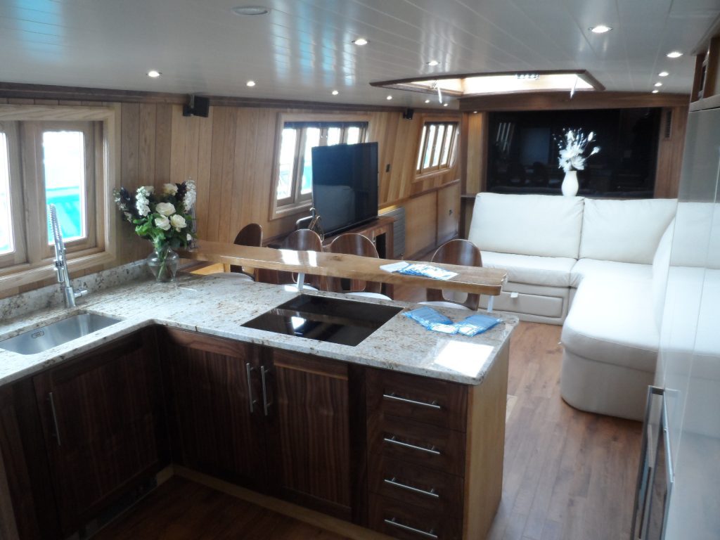 Widebeam kitchen from Bluewater Narrowboats